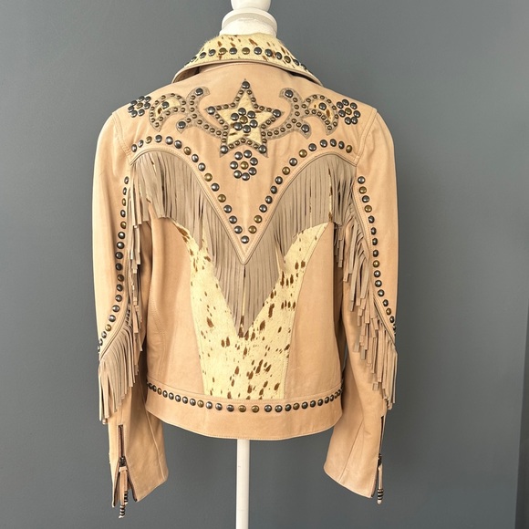 Double D Ranch Cowpoke U Leather Jacket With Fringe - Picture 5 of 12